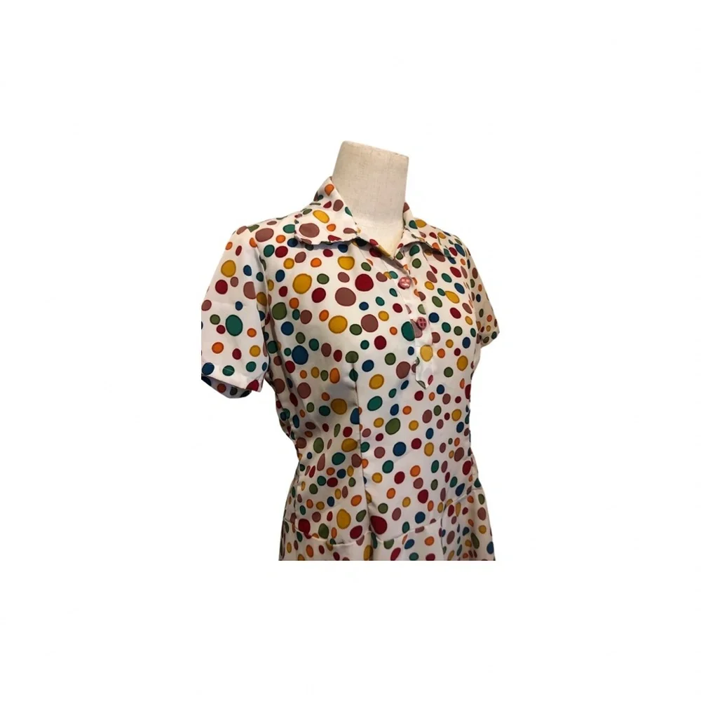 RAINBOW Polka dot Fit and Flare Dress - Picture 8 of 8